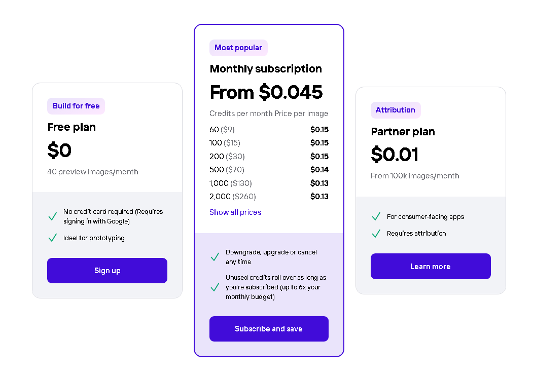 Screenshot of paid plans of Photoroom on their website