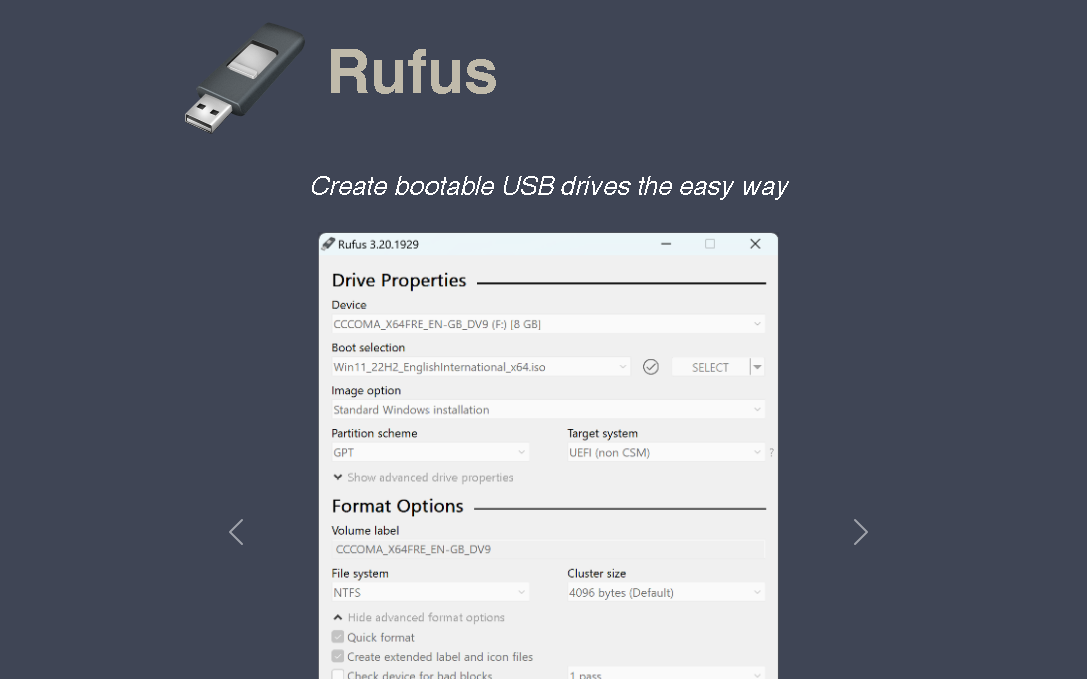 Rufus website interface