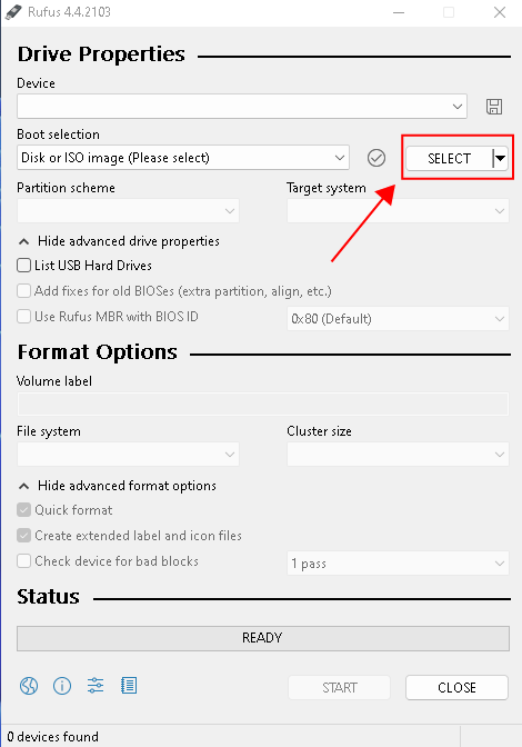 rufus software interface