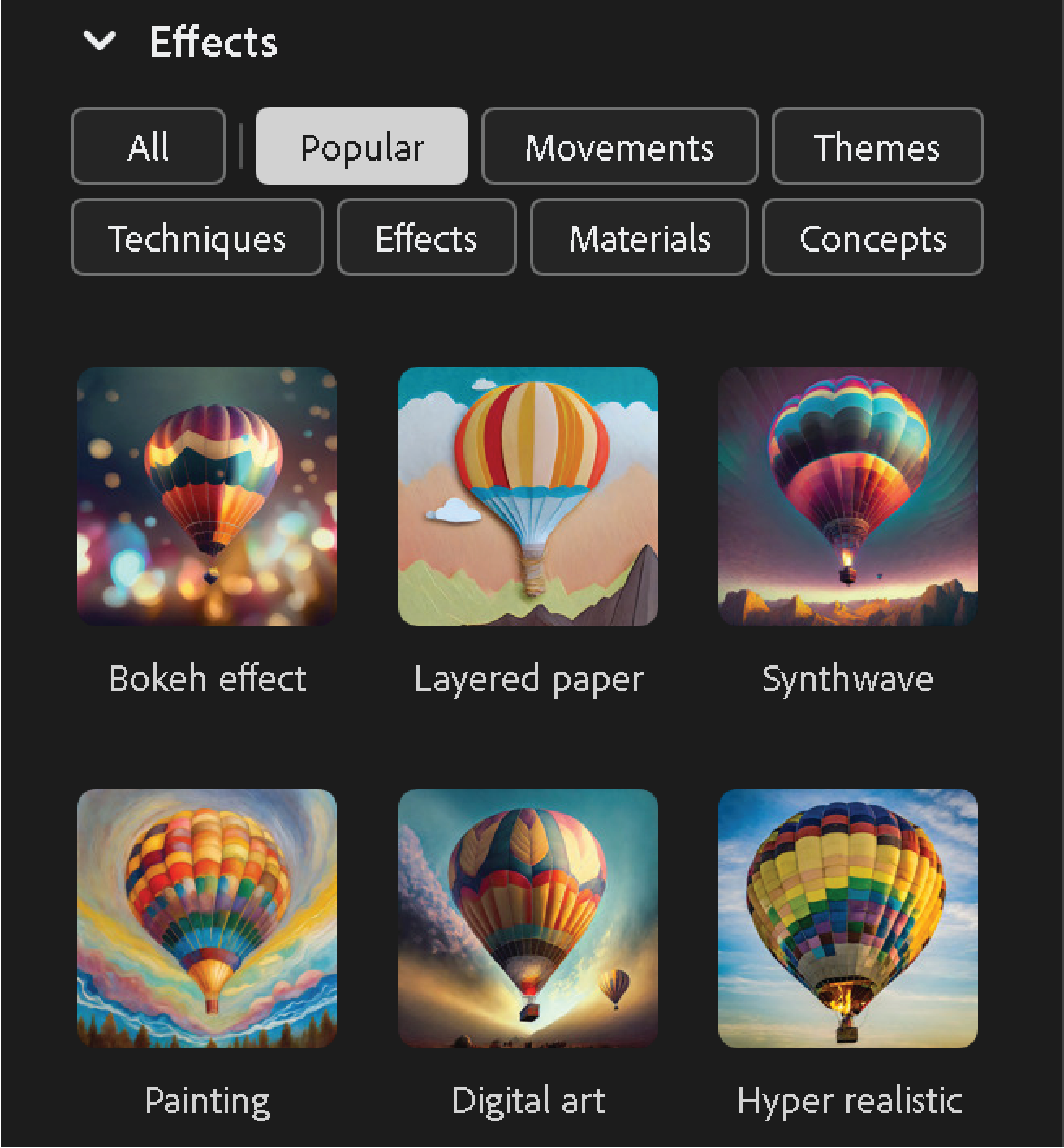 effects in adobe firefly