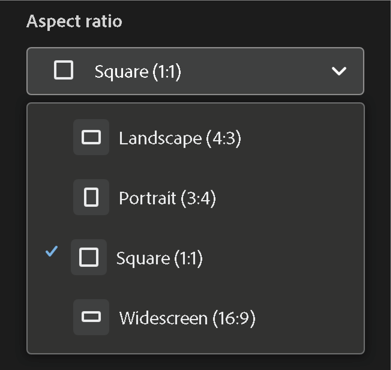 choosing aspect ratio in adobe firefly